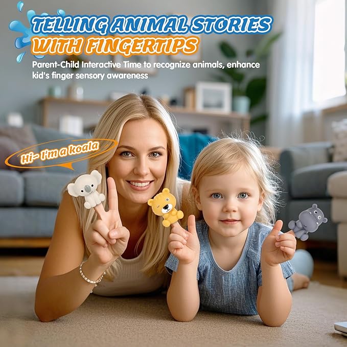 Bath Pool Toys for Toddler, Stacking Toys with 3 Boat 3 Sensory Finger Puppets, Toddler Toys Gifts for 2-4 Year Old Boy Girl, Model B