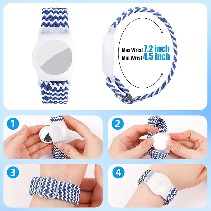 Bracelet for Kids Compatible with AirTag, Nylon Stretch Braided Air Tag Wristband, Protective Case for Airtag GPS Tracker Holder, Adjustable Elastic Watch Band for Toddler Child Elder (Rainbow)