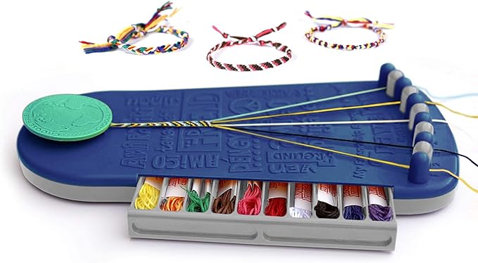 Choose Friendship Bracelet Making Kit – 20 Pre-Cut Threads, Portable Loom with Storage, Makes 8 Bracelets, Craft Gift for Kids Ages 8+, Dark Blue “Blueberry”
