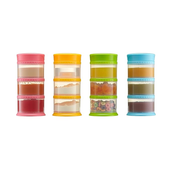 Innobaby Packin' Smart Stackable and Portable Storage System for Formula, Liquid, Baby Snacks and More. 3 Stackable Cups in Lime. BPA Free, 12 Ounce