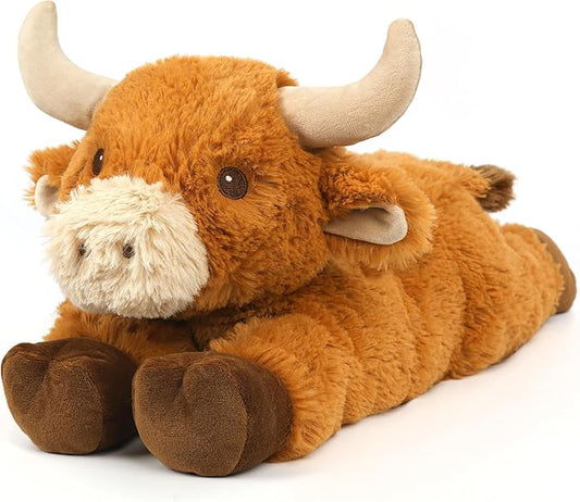 Cuckool Bull Stuffed Animals, Microwavable Stuffed Animals Adorable Fluffy Bull Plush for Warmth & Comfort, Heatable Coolable Lavender Scent Toys, Cute Soft Plushies Gift for Kids Boys Girls & Adults