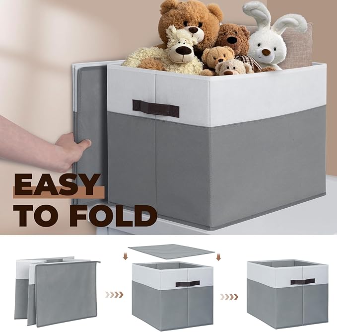 Criusia 6 Pack Clothes Bins for Organization - 16x12 Extra Large Storage Baskets for Shelves Closet Bedroom - Toy Storage Organizer Bins Boxes Cubes for Nursery - RV Apartment Essentials