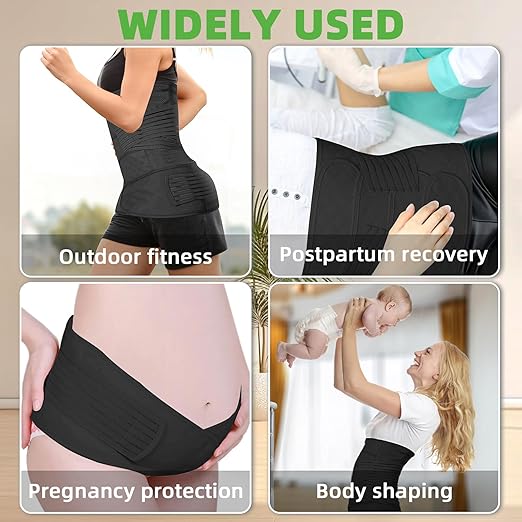 2 in 1 Postpartum Belly Band Wrap Black, C-Section Support Belt Large, Post Partum Support Recovery Waist/Pelvis Belt, Hysterectomy Belly Band Binder Girdle Stomach