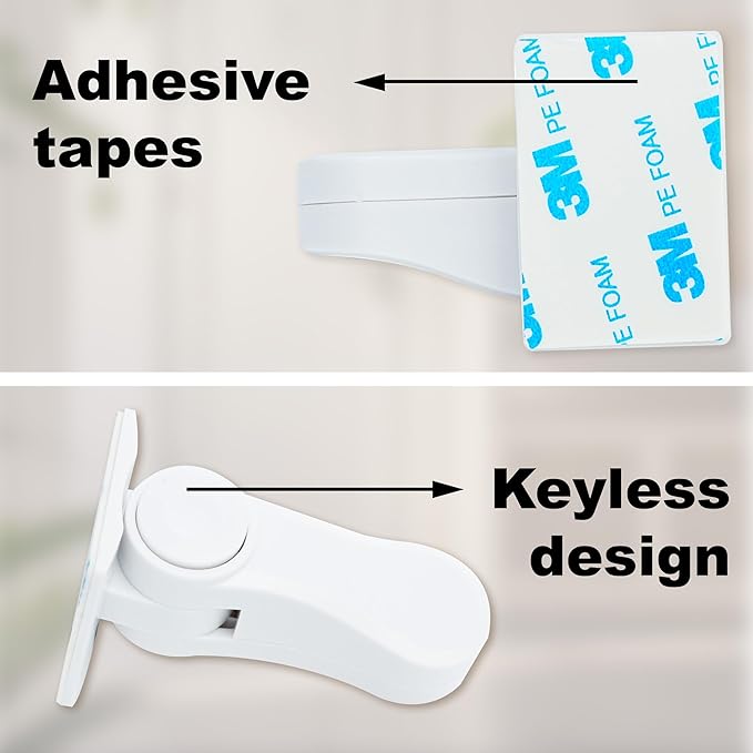 Child Proof Door Lever Lock(6 Pack) - Baby Proofing Door Handle Lock, 3M Adhesive & No DrillingNeed, Minimalist Design, Child Safety Door Handle Locks