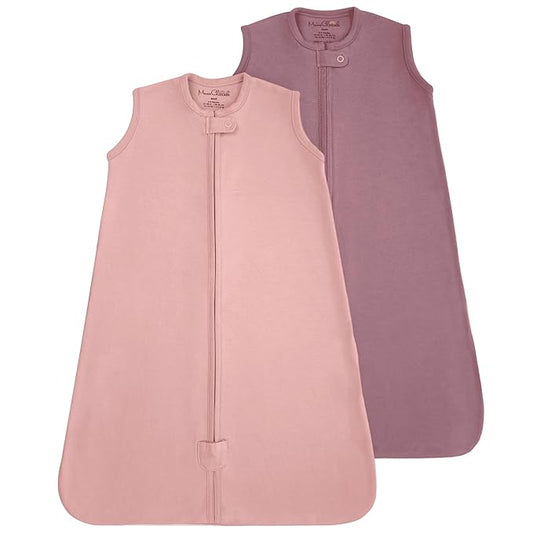 Baby Sleep Sack 1.0 TOG, Organic Cotton Baby Wearable Blanket with Two-Way Zipper, Swaddle Transition Baby Sleeping Bag, All-Season Sleep Sack for Newborn Infant Toddler Boy Girl, 2-Pack, 6-12 Month