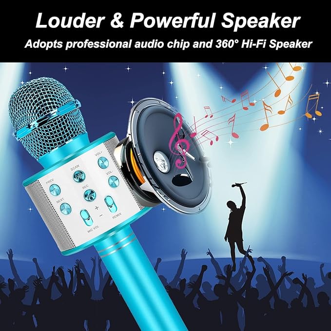 Bluetooth Karaoke Microphone Wireless: Portable Handheld Mic for Kids Adults Singing - Perfect for Christmas Birthday Holiday Party
