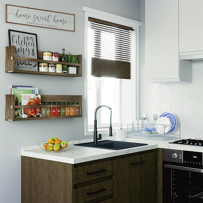 brightmaison Polynez 30" Floating Shelves for Nursery & Kids Room - Wall Multiuse Book Shelves, Set of 2 Brown Wood