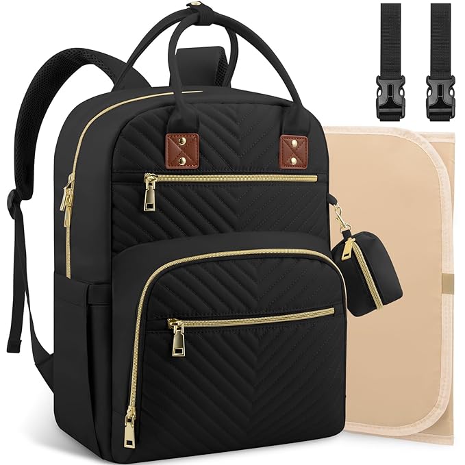 Baby Diaper Bag Backpack, Travel Diaper Bags for Baby Girl Boy Large Capacity Baby Bag Backpack for Women Black
