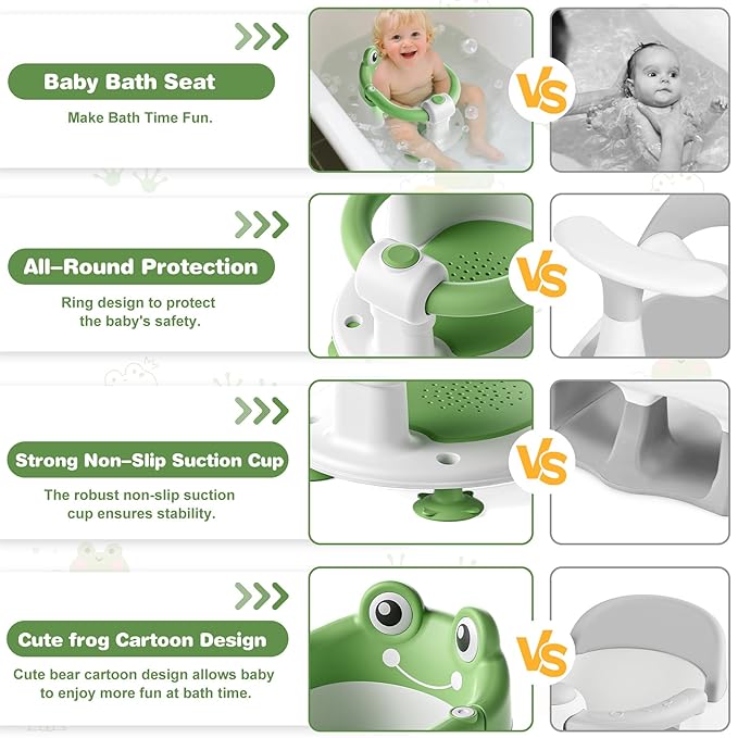 Baby Bath Seat for Babies 6 Months & up Non-Slip Toddler Bath Seats for Sitting Up Infant Bathtub Chair with Suction Cups and Soft Cushion for Baby Shower Tub Seat
