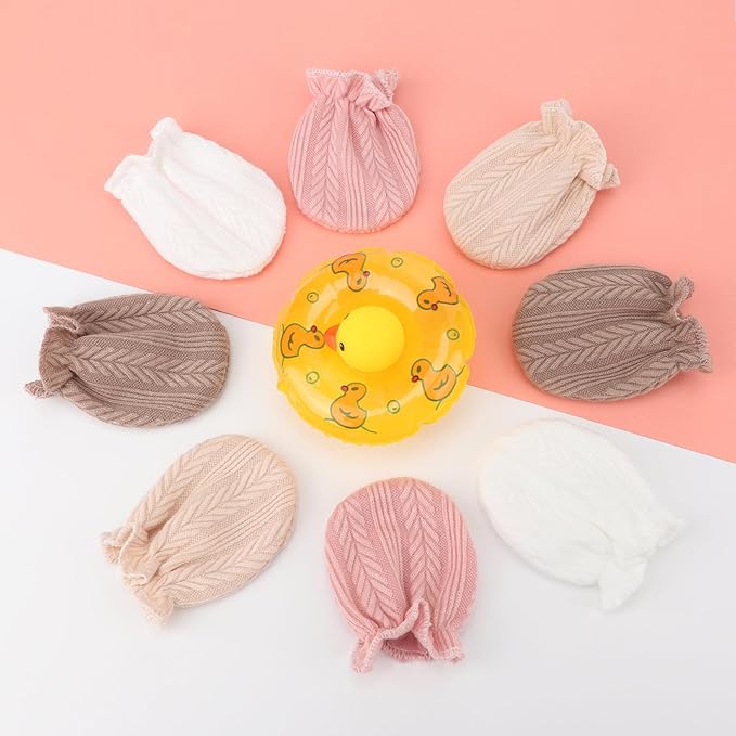 BQUBO Newborn Infant Toddler Mittens No Scratch Cotton Elastic Wrist Gloves Hypoallergenic for 0-6 Months Baby Boys Girls