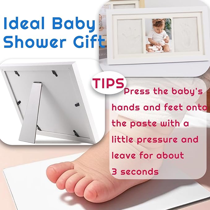 Baby Clay Hand and Footprint Kit, Newborn Keepsake Frame, Personalized Baby Gifts for New Mom Nursery Decor, Baby First Christmas Gifts for Girls Boys Baby Shower Gifts