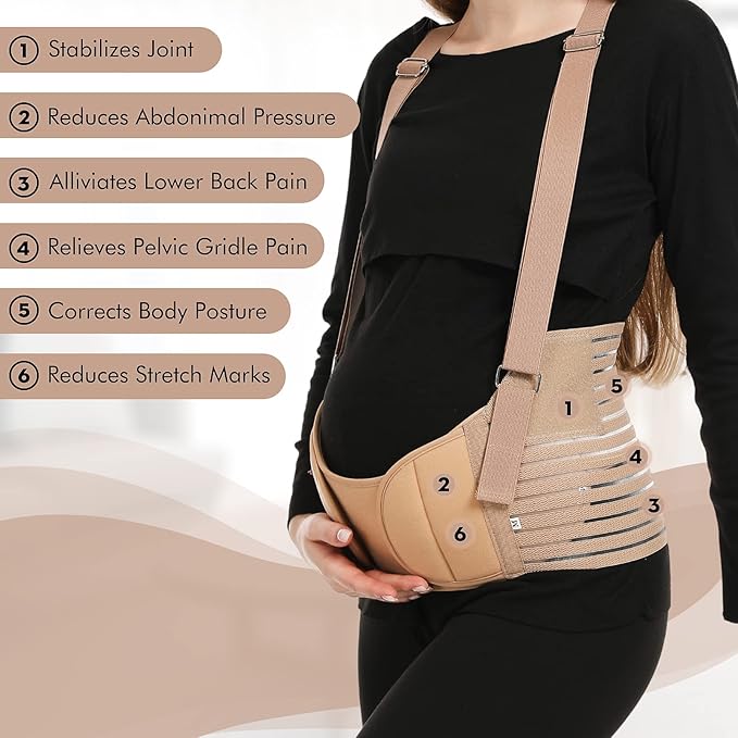 Belly Bands For Pregnant Women - Maternity Belt Pregnancy Support - Breathable Abdominal Binder, Back Support, Multiple Sizes And Colors For All Stages Of Pregnancy & Postpartum