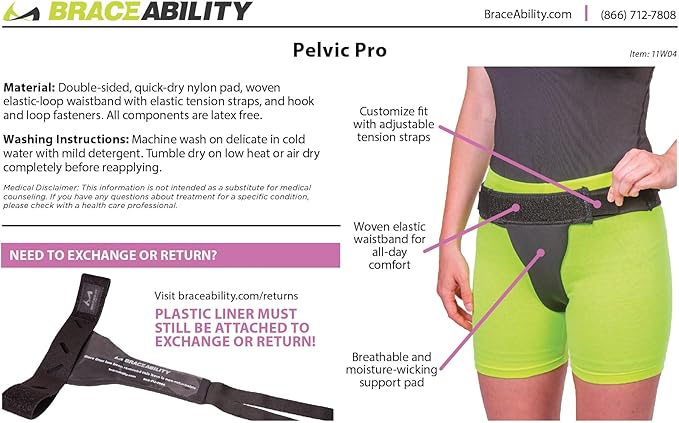 BraceAbility The Pelvic Pro Patented Prolapse Uterus Support Belt Girdle for Women’s Prolapsed for Dropped Bladder, Vulvar Varicosities, Postpartum Recovery, Symphysis Pubis Dysfunction Pain (M)