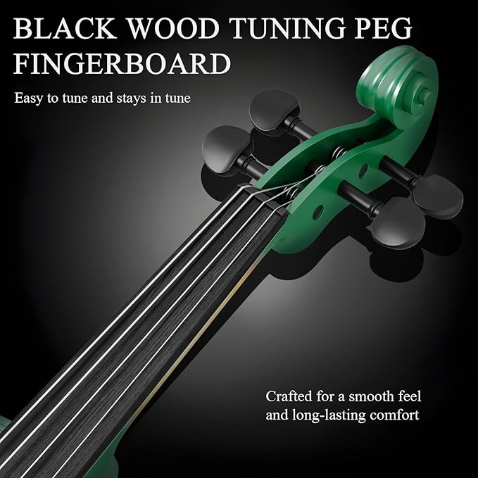 Beginner Violin 4/4, Full Size Violin for Adults, Teens, Student, Acoustic Fiddle Kit with Hard Case, Bow, Rosin, Bridge, Learners Age 12+ (Green)