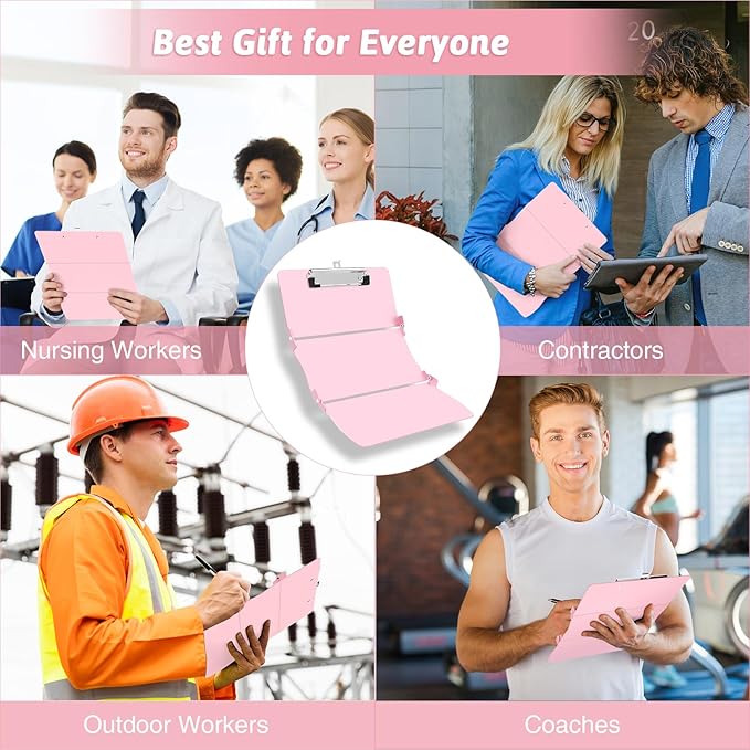 Clipboard Foldable Without Edition Cheat Sheets Aluminum 3 Layers Foldable Clipboards Pocket Size Profile Clip Clipboards Notepad for Students, Nurses,Contractor Trucker Driver