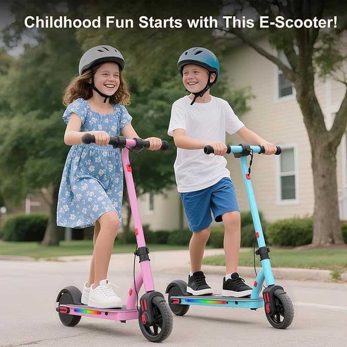 Caroma Electric Scooter for Kids Ages 6-12,150W/180WMotor,10 MPH Max Speed & 7 Miles,Colorful Lights,Adjustable Height & Speed,LED Display,Foldable Kids Electric Scooter 132 Lbs Max Load,Idea Gift