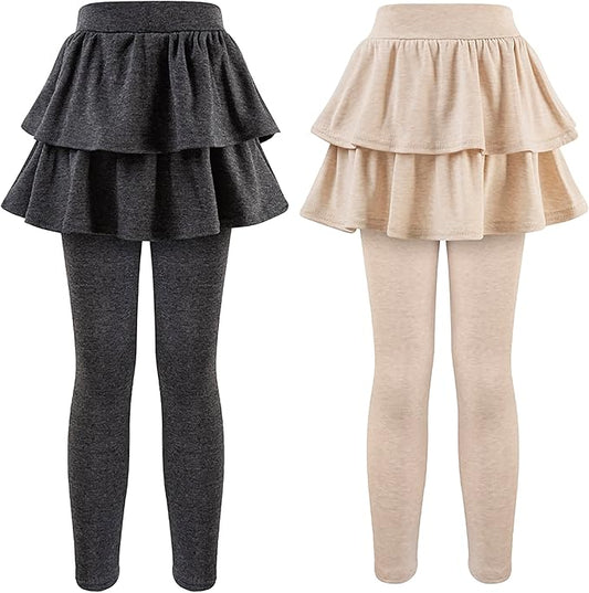Girls School Uniform Pants Leggings with Skirts Stretch Warm Jegging 4-12 Years