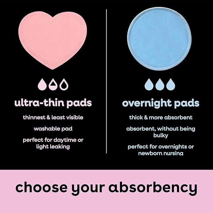 Bamboobies Overnight Nursing Pads, Ultra-Soft Velour, Reusable and Washable for Nightly Use, Leak-Proof Pads for Breastfeeding, 4 Pads