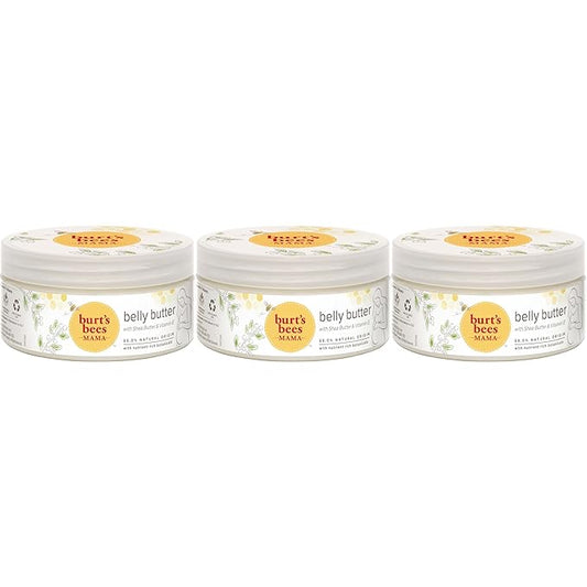 Burt's Bees Mama Belly Butter Stretch Mark Cream for Pregnancy Massages Body & Reduces Scar Appearance, Prenatal & Postnatal Tummy Skin Care, Shea Butter & Vitamin E Rich Formula, 6.5 Oz (Pack of 3)