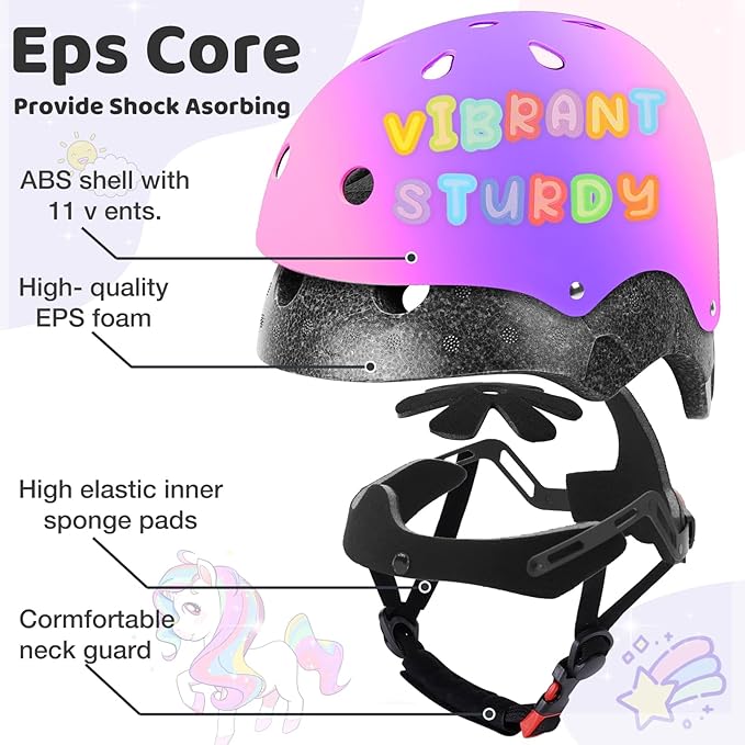 Color Gradient Adjustable Kids Bike Helmet Toddler Skateboard Helmets Boys Girls Child Ventilation Helmet for Multi-Sports Skating Cycling Scooter Balance