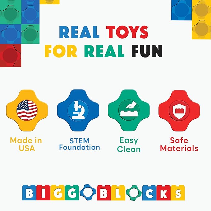 Big Blocks for Kids Ages 4-8 — Indoor & Outdoor Blocks Kids Games — Black Large Building Blocks - 48 pc