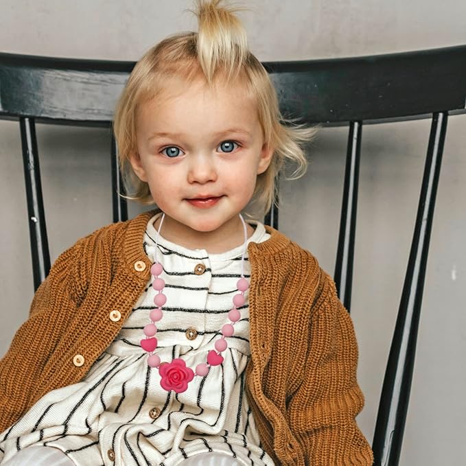 Chew Necklaces for Sensory Kids Girls Adults, Silicone Chewy Necklace Sensory Toys for Kids with Autism ADHD SPD, Oral Chew Toys for Toddlers Children Mouth Fidgets Tool - BPA Free