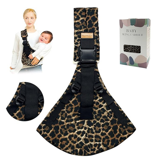 Baby Sling Carrier,Toddler Carrier,Upgraded 2025 Baby Sling with 4 Adjustable Straps(10-30lbs),Lightweight,Portable and One Size Fits All(Leopard Print)