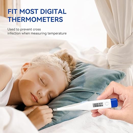 Berrcom Disposable Digital Thermometers Probe Covers Set of 100 Oral Rectal Thermometer Probe Cover Universal Thermometers Sleeves for Adult and Kids