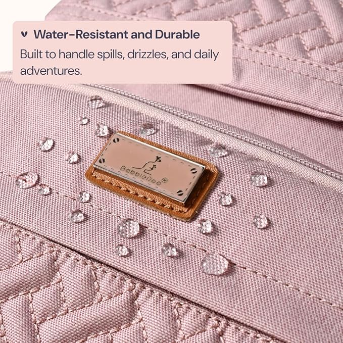 BabbleRoo Diaper Bag Backpack, Travel Backpack with Changing Pad, Pacifier Case & Stroller Straps, Multifunction, Waterproof, Unisex – Pink