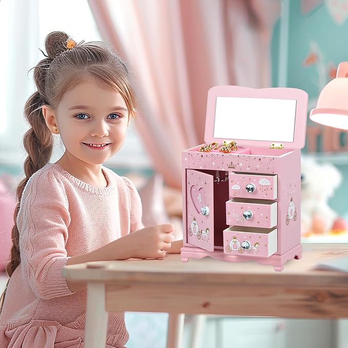 Children Jewelry Box For Girls Pink Princess Castle Girls Little Girl Birthday Christmas girl jewelry box