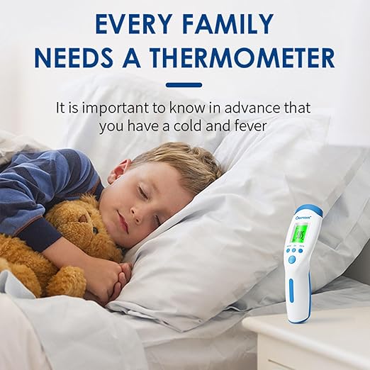 Berrcom Non-Contact Infrared Forehead Thermometer for Adults and Kids, 3-in-1 Digital Fever Thermometers with LCD Display and Fever Alert, Contactless Temperature Reader