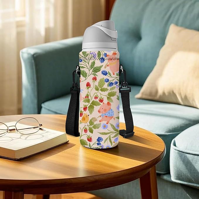 AUPET Water Bottle Sling Bag Carrier Crossbody Sleeve,Insulated Neoprene Bottle Case Holder Pouch Cover 500ML/17oz with Shoulder Strap for Walking Women Men