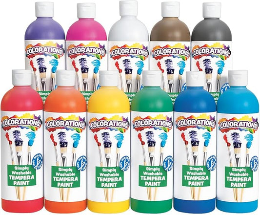 Colorations - SWT16 Simply Washable Tempera Paints, 16 fl oz, Set of 11 Colors, Non Toxic, Vibrant, Bold, Kids Paint, Craft, Hobby, Arts & Crafts, Fun, Art Supplies