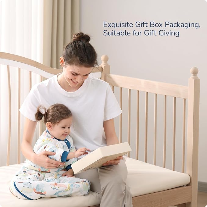 Baby Sleep Sack 12-18 Months, Cotton Detachable Long Sleeve Sleep Sack, 2.5 Tog Toddler Sleeping Sack with Temperature Strips, 2-Way Zipper Wearable Blankets for Newborns, Dinosaur