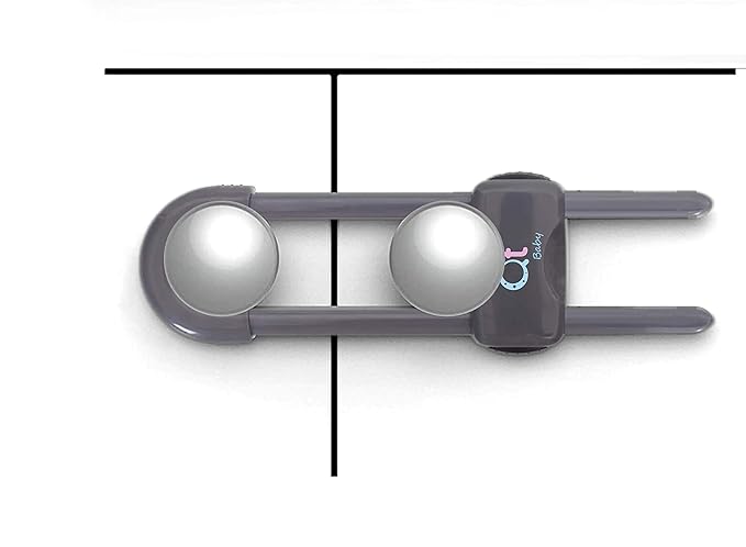 Baby Proofing Cabinet Locks Adjustable U Shaped Baby Safety Latches for Drawers, Fridge, Closet Modern Baby Proofing Cabinet Lock with Extra Secure Lock Buttons (Pack of 6, Thunder Grey)