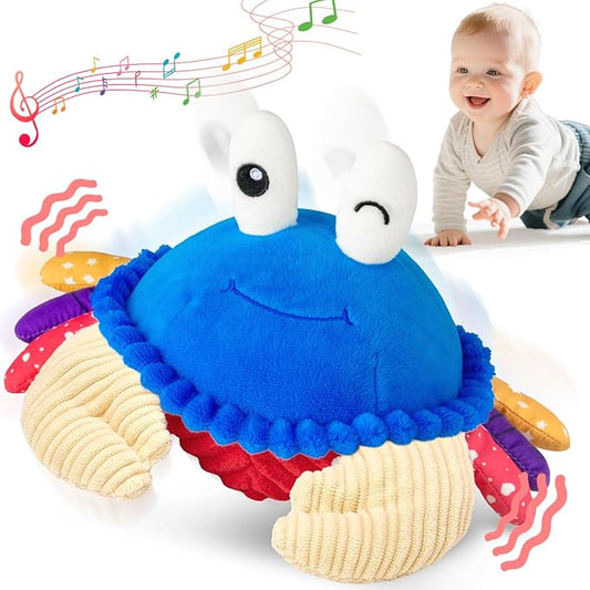Baby Toys 12-18 Months, Musical Crawling Crab Plush Toy - 40 Songs & Recording Feature, Dancing Walking Moving Bouncing Tummy Time Toy, Sensory Toys for Toddlers 1-3, Birthday Gifts for Infants