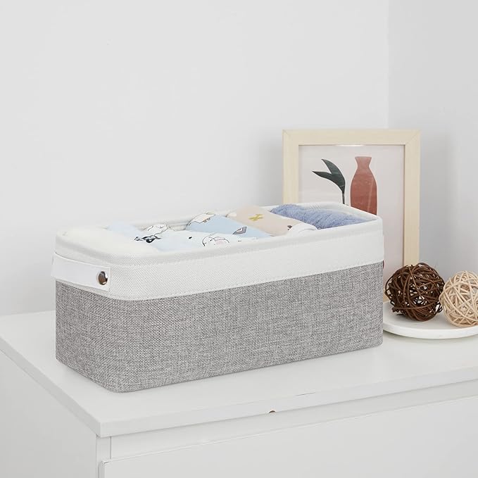 Bidtakay Small Bins for Organization Fabric Baskets for Toilet Paper Storage [4-Pack] Collapsible Narrow Baskets for Towels Socks Organizer Decorative Bins for Nursery Closet Cabinet -15x6x5.5In