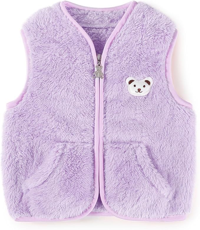 Baby Boys Girls Fleece Vest Zip Up Cute Bear Jackets Fuzzy Fall Winter Warm Clothes Newborn Outwear for Toddler Infant
