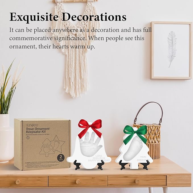 Baby Hand & Footprint Keepsake Kit - Personalized Handprint Footprint Ornament for Newborn Babies, New Mom Gifts, Baby Shower & Registry, Nursery Picture Frame, Pet Paw Print Ornament