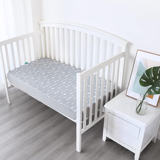 Crib Sheets for Boys and Girls Fitted 4 Pack - Breathable, Soft Microfiber Baby Sheets in Grey, Navy and White