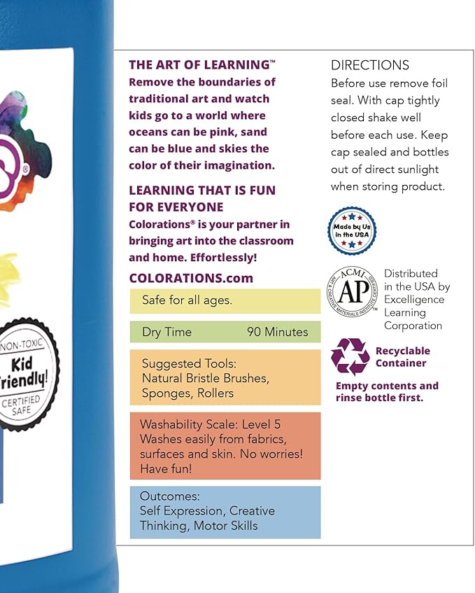 Colorations Paraben-Free Washable Tempera Paint for Kids - 1 Gallon Value Size. Vibrant Red, Non-Toxic and Made in The USA