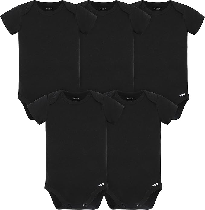 Gerber baby-boys 5 Pack Onesies Multi-packs Bundle Interlock 180 Gsm