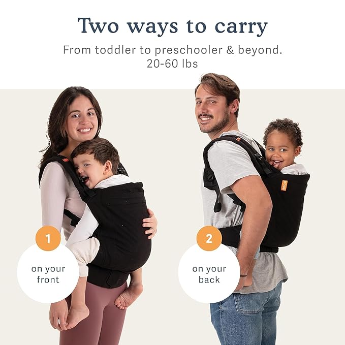 Beco Baby Carrier Toddler Carrier with Extra Wide Seat, 100% Cotton Toddler Carrying Backpack Style and Front-Carry, Lightweight & Breathable Child Carrier, 20-60 lbs (Grey)