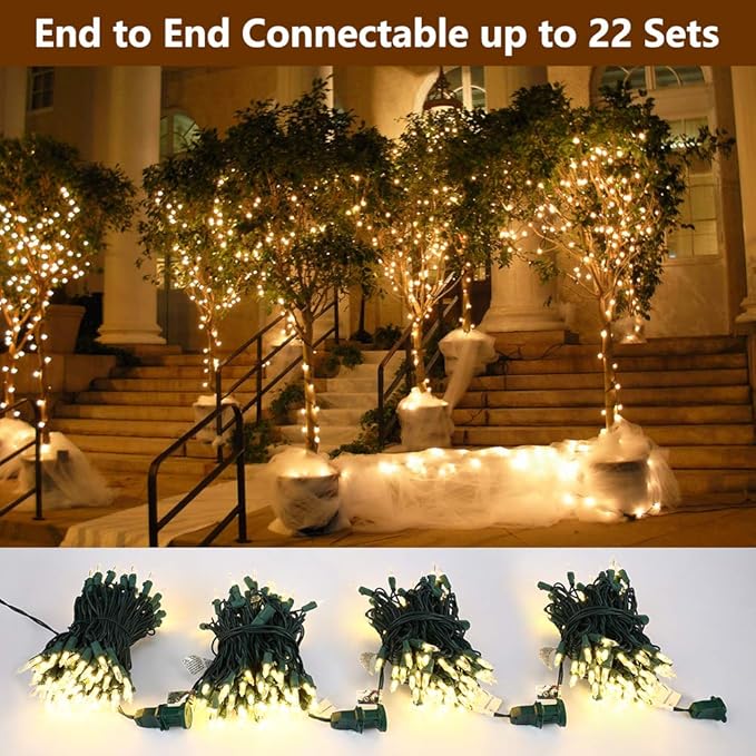 Brizled 4 Pack LED Christmas Lights, 100 LED 33ft Christmas String Lights, 120V UL Certified Connectable Xmas Tree Light Mini Xmas Light for Home Tree Patio Indoor and Outdoor Decorations, Warm White