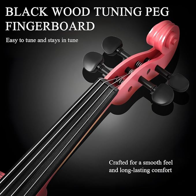 Beginner Violin 4/4, Full Size Violin for Adults, Teens, Student, Acoustic Fiddle Kit with Hard Case, Bow, Rosin, Bridge, Learners Age 12+ (Pink)