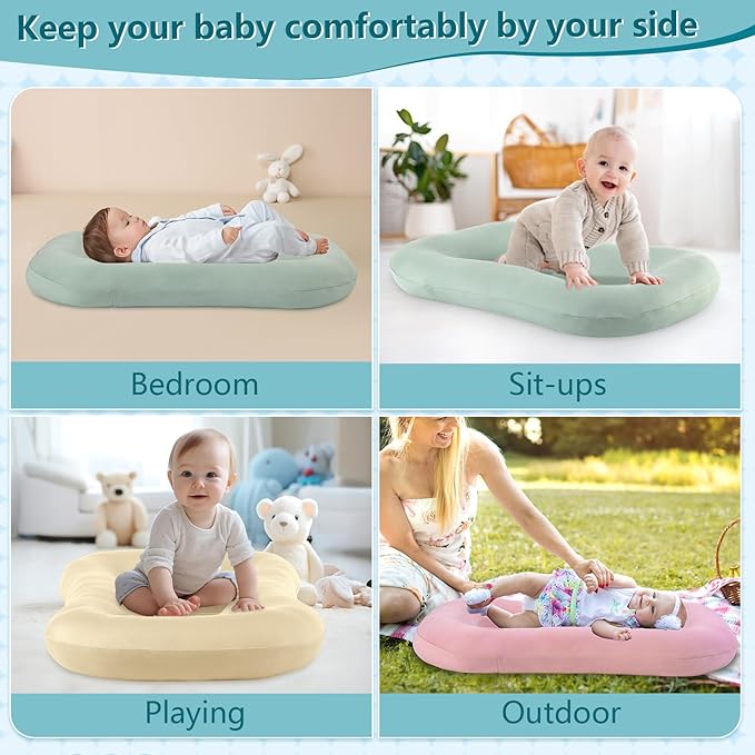 Baby Lounger Pillow, Infant Lounger for 0-24 Months, Soft Cotton and Portable Baby Lounger for Home (Blue)