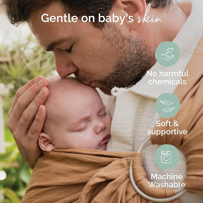 Boba Ring Sling Baby Carrier Newborn to Toddler - Lightweight & Breathable Baby Sling, Hip-Healthy Carrier Sling, Baby Wrap Carrier for Front & Hip Carry, 8-35 lbs (Linen Rye)