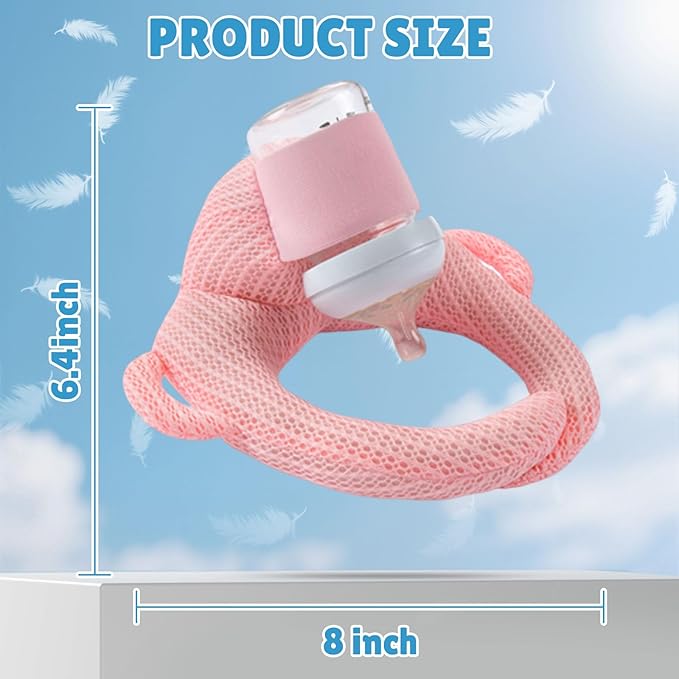 Bottle Holder Pillow, Plush Feeding Support Pad - Relieve Hand & Wrist Soreness, Adjustable Nursing Pillow, Pink