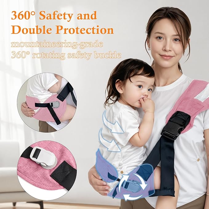 Baby Carrier Newborn to Toddler-Adjustable Baby Sling Carrier,Toddler Carrier for 25-60lbs,Comfortable Toddler Sling for Hands-Free Carrying (Pink)