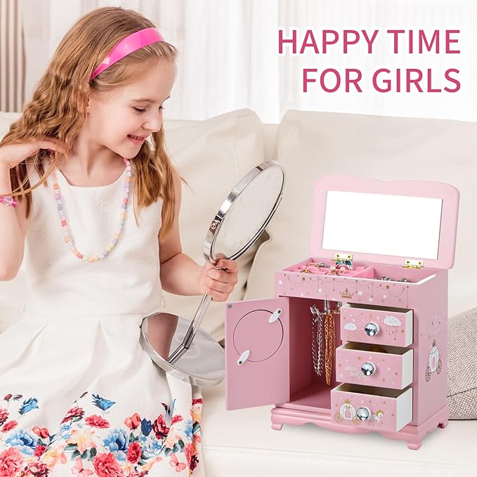 Children Jewelry Box For Girls Pink Princess Castle Girls Little Girl Birthday Christmas girl jewelry box